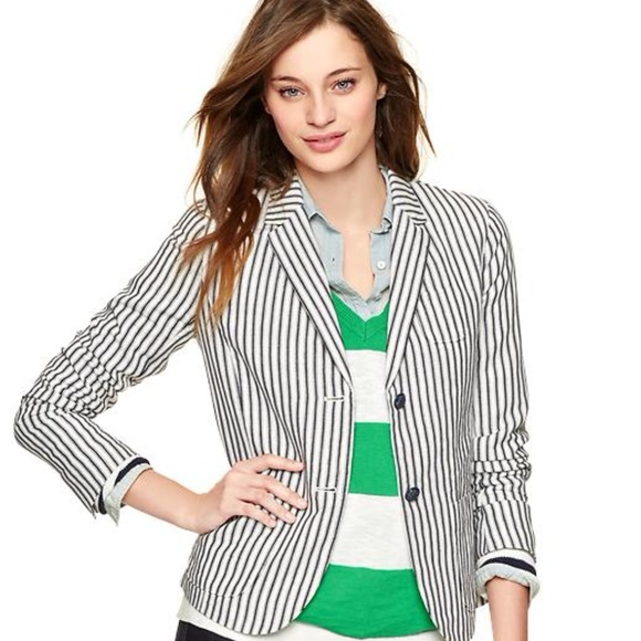 GAP Jackets & Blazers - GAP Fitted Striped Linen Blazer